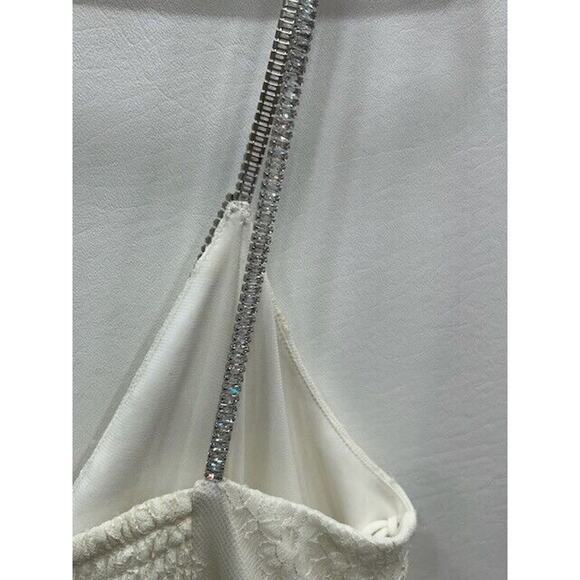 NWT Alice+Olivia Womens Wilmarie Embellished Lace Ruffle Gown Off White Size 10 - Picture 9 of 16